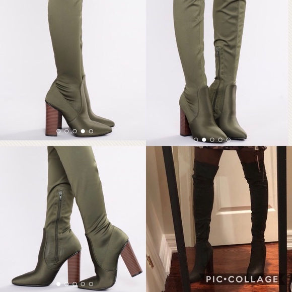 Fashion Nova Shoes - Fashion Nova Over The Knee Olive Boots